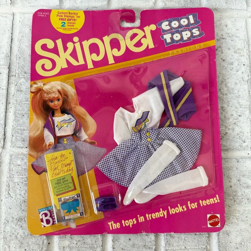 New in Package Vintage 1989 Sealed Mattel Skipper Barbie Cool Tops Fashions Set